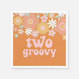 Twee Groovy Retro Bloem 2de verjaardag Servet