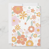 Twee Groovy Retro Bloem uitnodiging voor eerste ve (Achterkant)