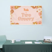 Twee Groovy Retro Bloemstuk Achtergrond Spandoek (Beurs)