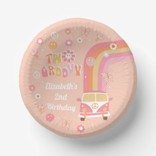 Twee groovy Retro Boho Birthday-artikelen Papieren Kommen
