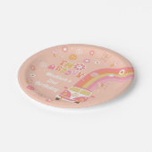 Twee groovy Retro Boho Birthday Party Paper Borden Papieren Bordje (Gekanteld)