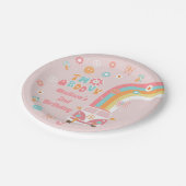 Twee groovy Retro Boho Birthday Party Paper Borden Papieren Bordje (Gekanteld)
