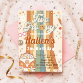 Twee Groovy Retro Boho Daisy Rainbow 2e verjaardag Kaart