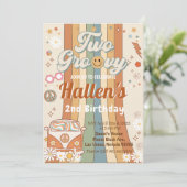 Twee Groovy Retro Boho Daisy Rainbow 2e verjaardag Kaart (Staand voorkant)