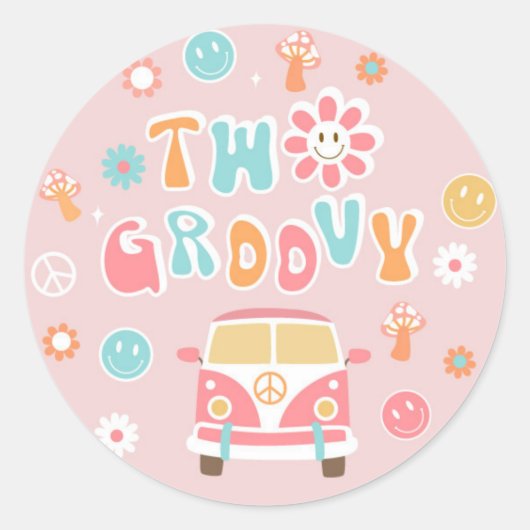 Twee Groovy Retro Boho Favor Stickers Labels (Voorkant)