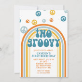 Twee Groovy Retro Boy 2e verjaardag Uitnodiging (Voorkant)