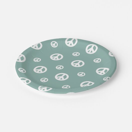 Twee Groovy Retro Boy vredes verjaardags Papieren Bordje (Gekanteld)