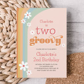 Twee Groovy Retro Daisies Girl's 2e verjaardag Kaart