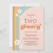 Twee Groovy Retro Daisies Girl's 2e verjaardag Kaart (Voorkant)