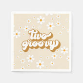 Twee Groovy Retro Daisy 2de verjaardag Napkins Servet (Voorkant)