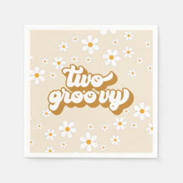 Twee Groovy Retro Daisy 2de verjaardag Napkins Servet