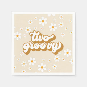 Twee Groovy Retro Daisy 2de verjaardag Napkins Servet