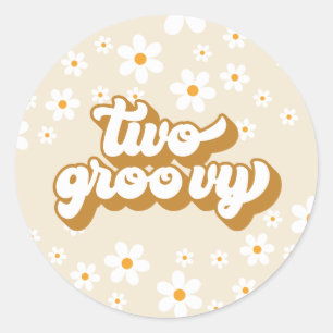 Twee Groovy Retro Daisy 2e verjaardag Ronde Sticker