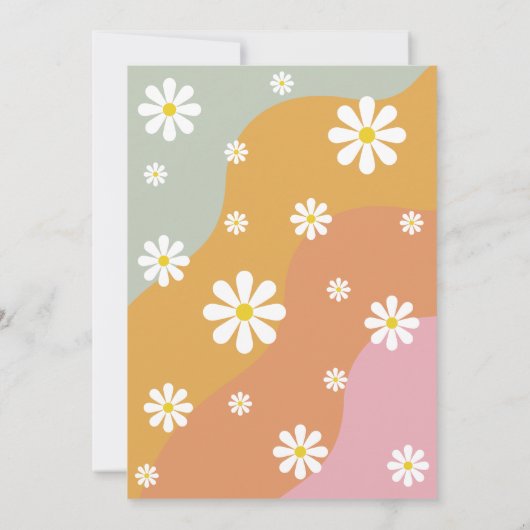 Twee Groovy Retro Daisy 2e verjaardag Uitnodiging (Achterkant)