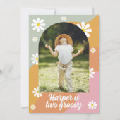 Twee Groovy Retro Daisy 2e verjaardag Uitnodiging (Achterkant)