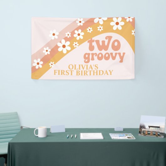 Twee Groovy Retro Daisy Birthday Banner (Beurs)