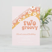 Twee Groovy Retro daisy boho florale tweede verjaa Kaart (Staand voorkant)