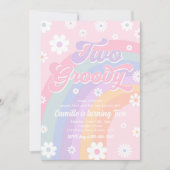 Twee Groovy Retro Daisy Pastel Rainbow Birthday Kaart (Voorkant)