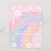 Twee Groovy Retro Daisy Pastel Rainbow Birthday Kaart (Voorkant / Achterkant)