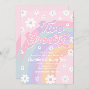 Twee Groovy Retro Daisy Pastel Rainbow Birthday Kaart