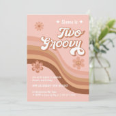 Twee Groovy Retro Daisy Pink Girl Birthday Kaart (Staand voorkant)