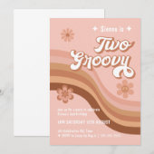 Twee Groovy Retro Daisy Pink Girl Birthday Kaart (Voorkant / Achterkant)