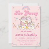 Twee Groovy Retro Daisy Rainbow 2e verjaardag Kaart (Voorkant)