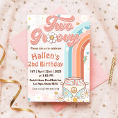 Twee Groovy Retro Daisy Rainbow 2e verjaardag Kaart