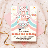 Twee Groovy Retro Daisy Rainbow 2e verjaardag Kaart