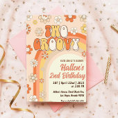 Twee Groovy Retro Daisy Rainbow 2e verjaardag Kaart