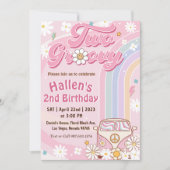 Twee Groovy Retro Daisy Rainbow 2e verjaardag Kaart (Voorkant)