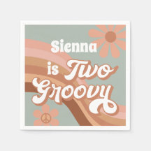 Twee Groovy Retro Daisy Sage Pink 2e verjaardag