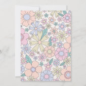 Twee Groovy Retro Floral 2e verjaardag Uitnodiging (Achterkant)