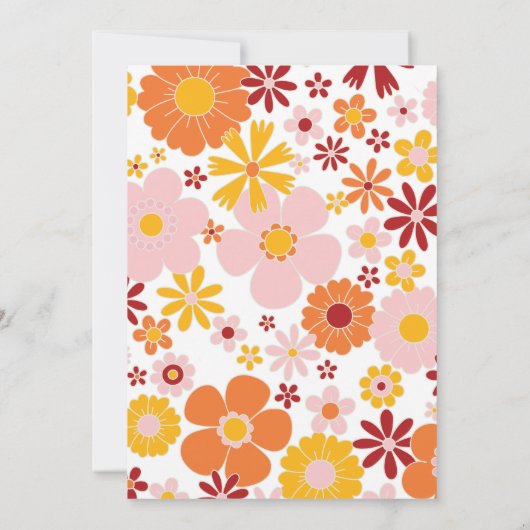 Twee Groovy Retro Floral 2e verjaardag Uitnodiging (Achterkant)