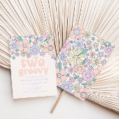 Twee Groovy Retro Floral 2e verjaardag Uitnodiging