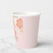 Twee Groovy Retro Floral 2e verjaardagscourant Papieren Bekers (Links)