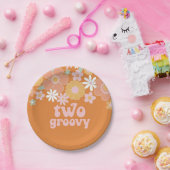 Twee Groovy Retro Floral 2e verjaardagspapier Bord (Feest)