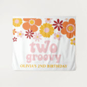 Twee Groovy Retro Floral Birthday Banner Wandkleed (Voorkant (horizontaal))