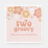 Twee Groovy Retro Floral tweede verjaardag Napkins Servet (Voorkant)
