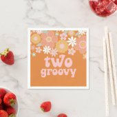 Twee Groovy Retro Floral, tweede verjaardag Servet (Insitu)