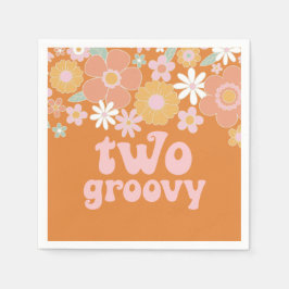Twee Groovy Retro Floral, tweede verjaardag Servet