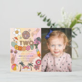 Twee Groovy Retro foto 2e verjaardag Kaart (Staand voorkant)