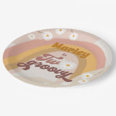 Twee Groovy Retro Hippie Daisy Girl 2e verjaardag Papieren Bordje (Gekanteld)