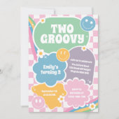 Twee Groovy Retro Hippie Tweede Verjaardag Kaart (Voorkant)