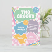 Twee Groovy Retro Hippie Tweede Verjaardag Kaart (Staand voorkant)