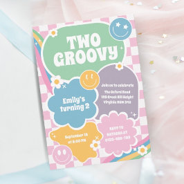 Twee Groovy Retro Hippie Tweede Verjaardag Kaart