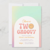 Twee Groovy Retro Iridescent 2e Verjaardag Kaart (Voorkant)