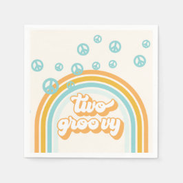 TWEE Groovy Retro Jongen 2de Verjaardag Servet