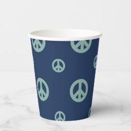 Twee groovy retro jongen blauwe vredesteken verjaa papieren bekers