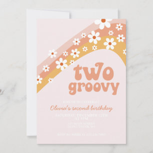 Twee groovy retro madeliefjes boho bloemige tweede kaart